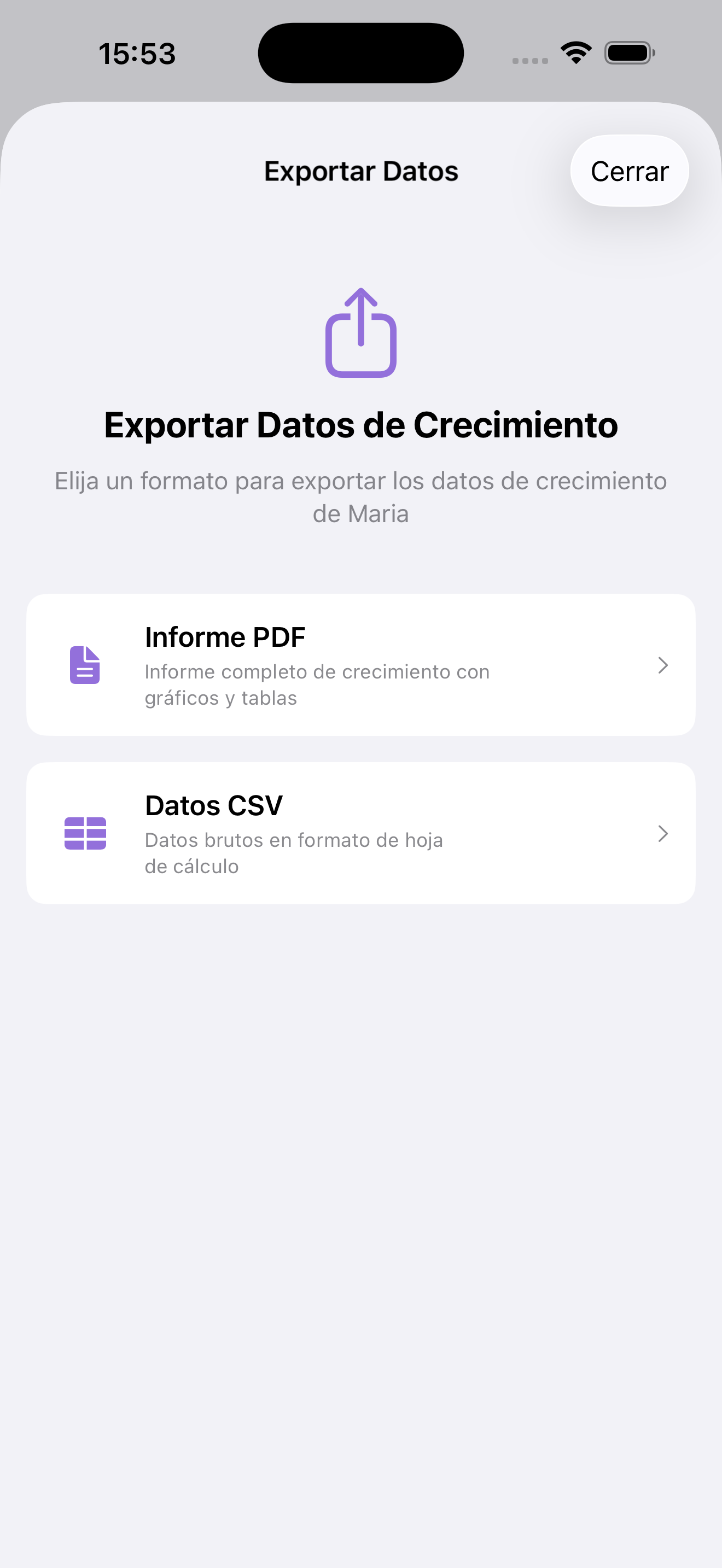 Exportar datos – PDF y CSV