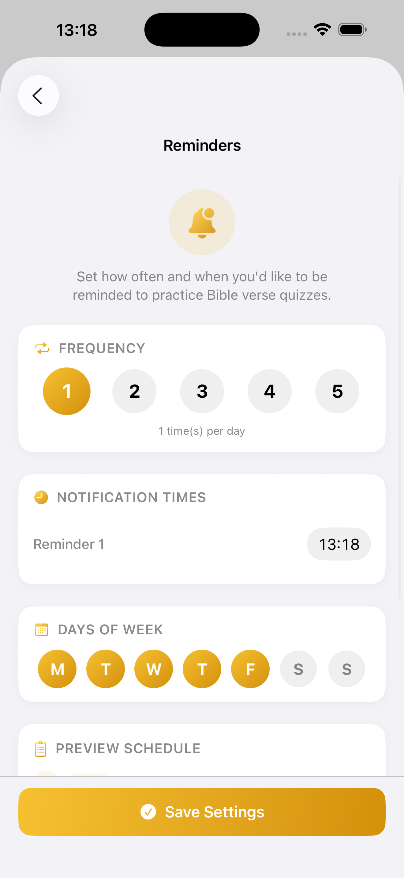 iBibleVerse Settings