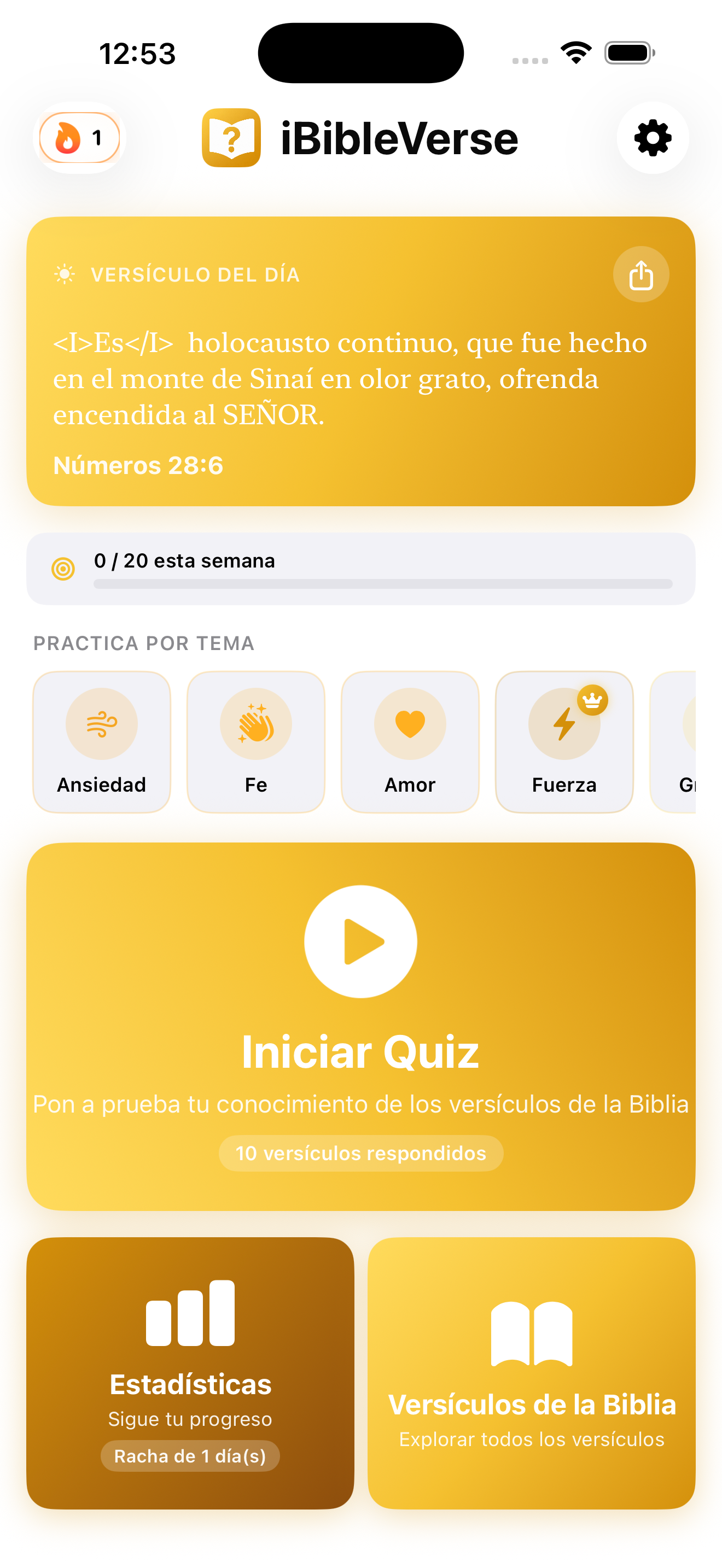 Pantalla principal de iBibleVerse