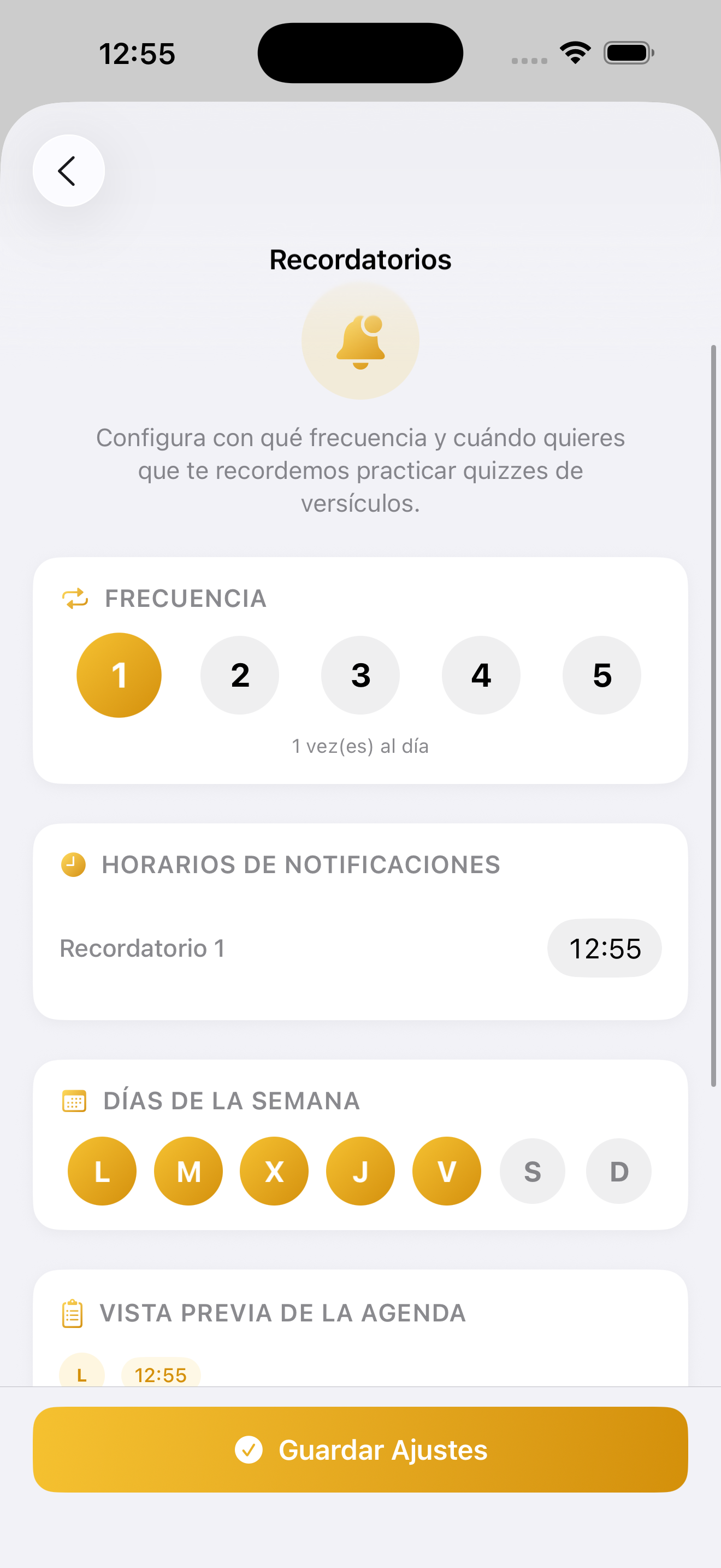 Ajustes de iBibleVerse