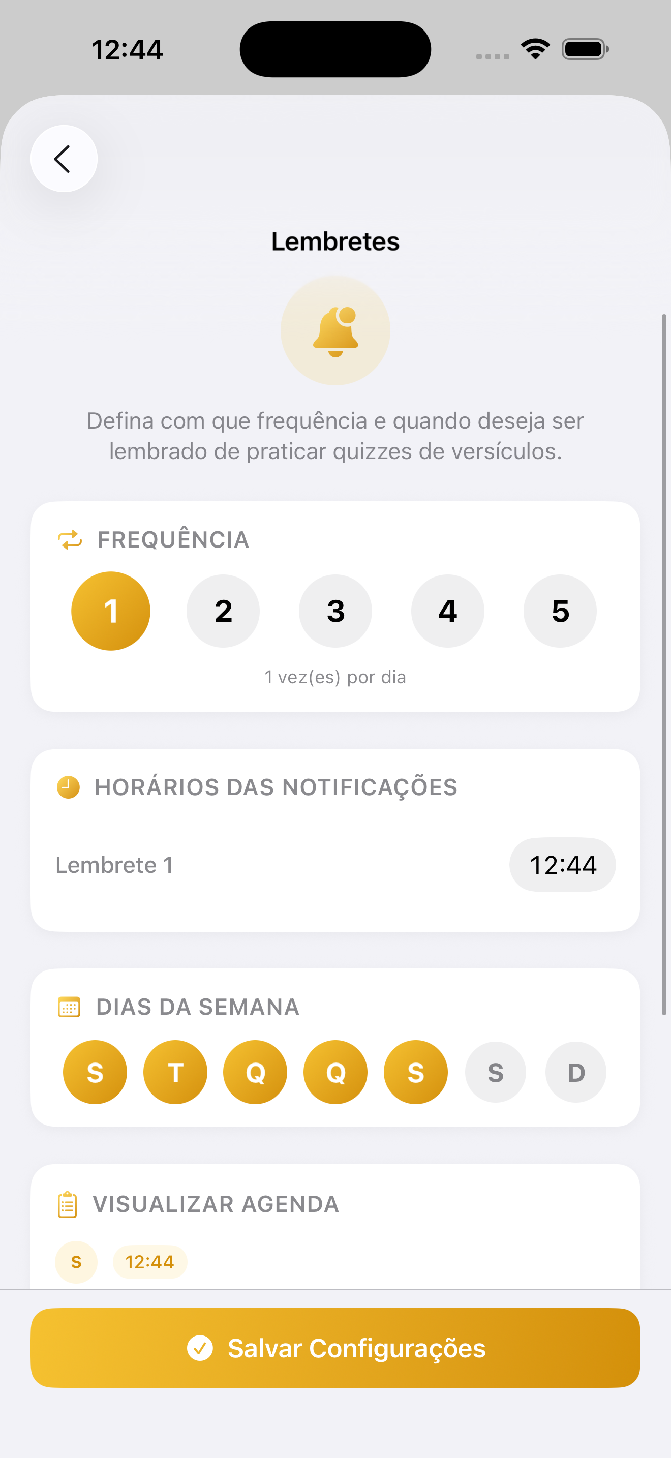 Ajustes do iBibleVerse