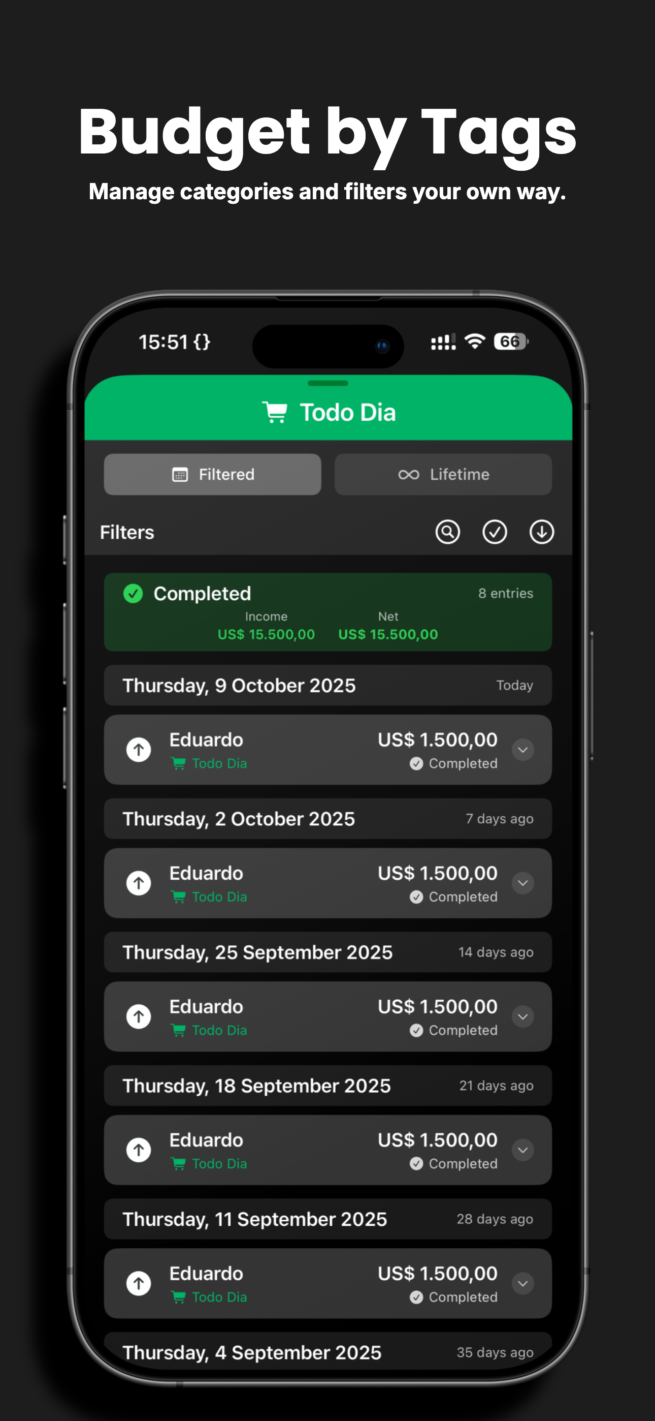 Budget by Tags - Customize your categories and filters to fit your lifestyle