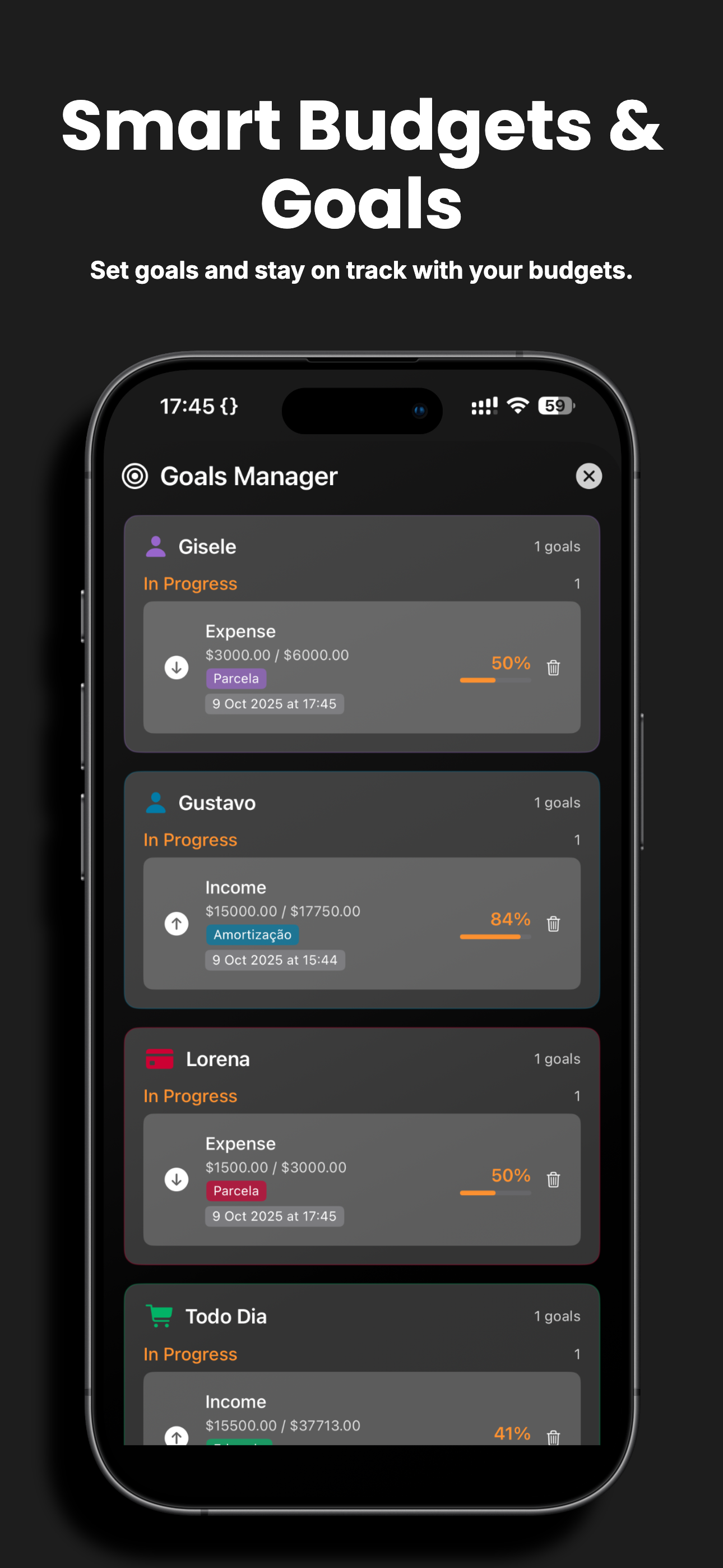 Smart Budgets & Goals - Set goals and stay on track with progress-based budgeting