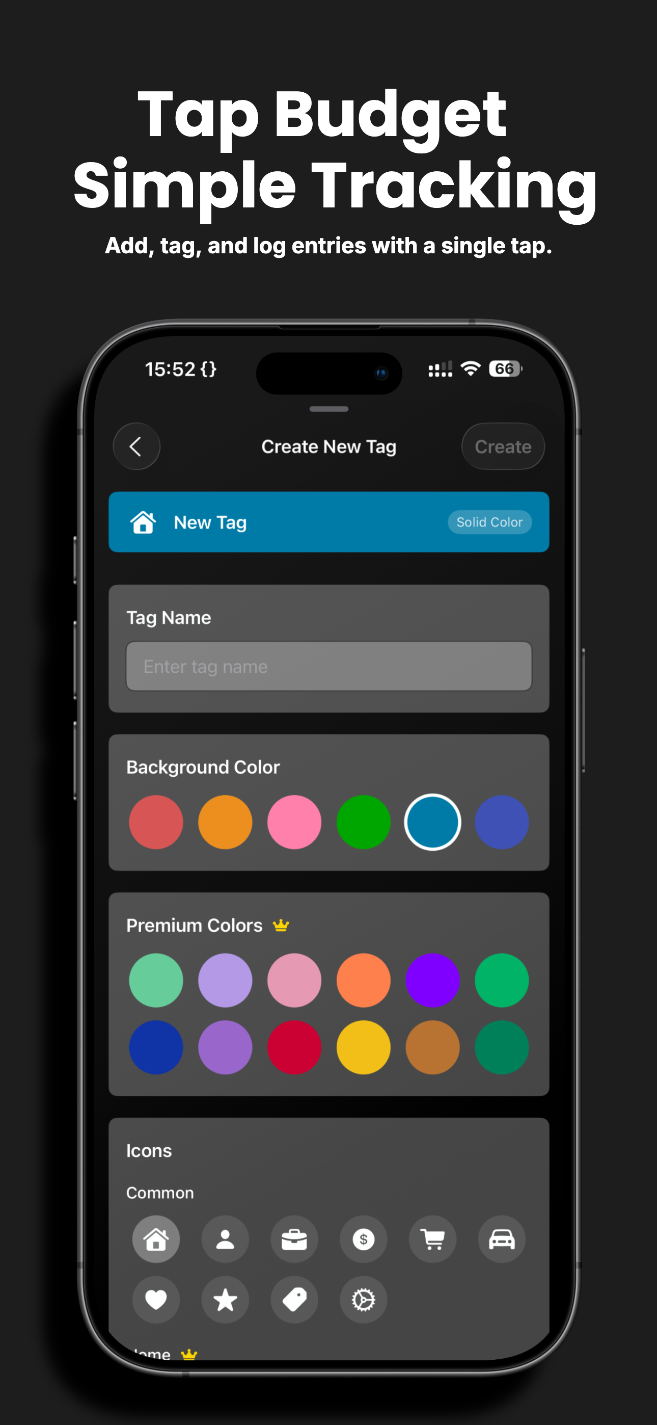 Tap Budget — Simple Tracking - Add, tag, and log new entries with a single tap