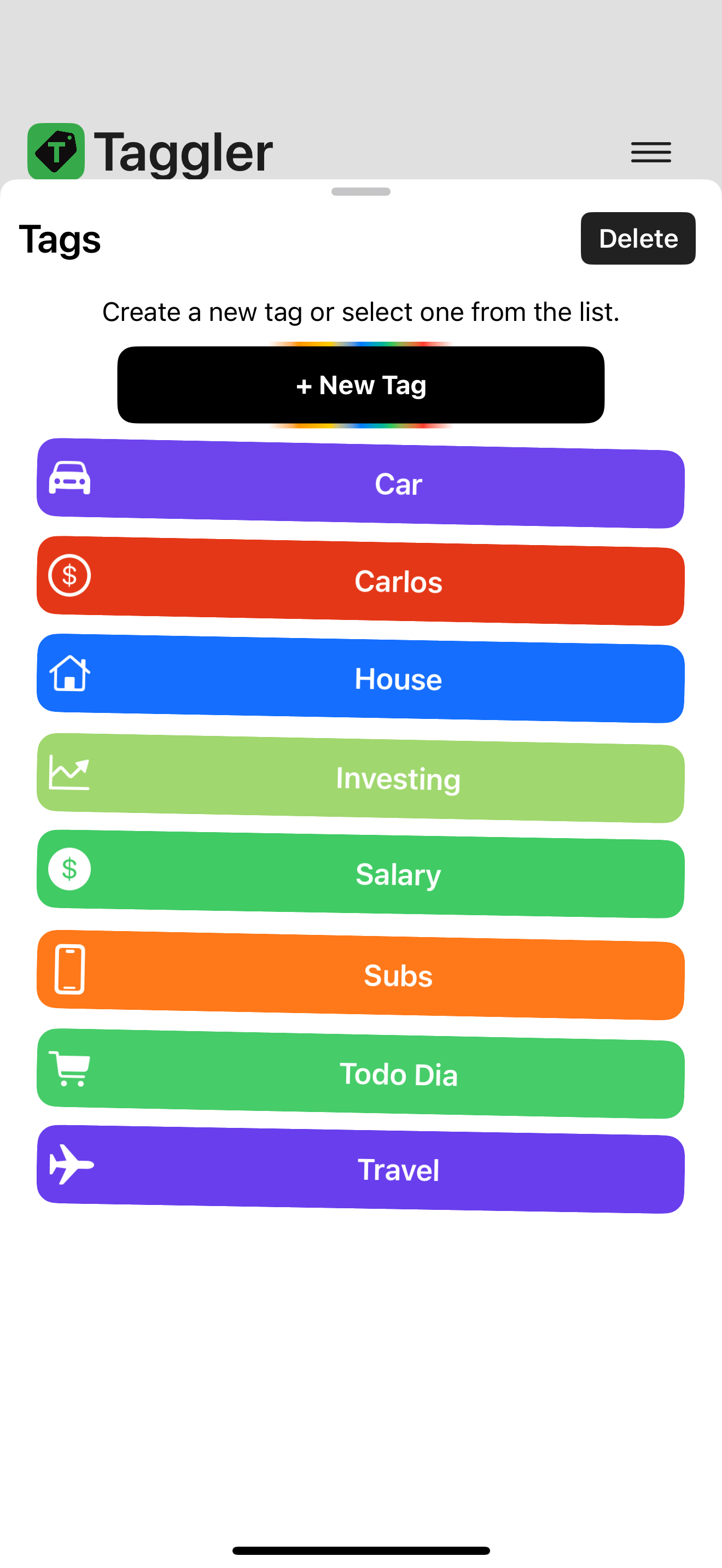 Taggler Tags Management - Create and organize tags for your budget categories